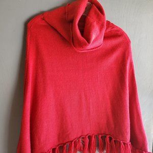 Pullover Red Poncho - Fits Small/Medium